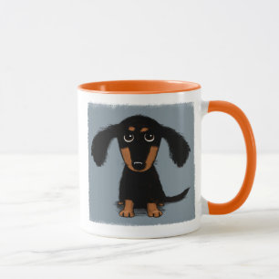 Mug Chien chiot long haïe noir et tan dachshund
