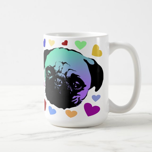 Mug Chien chiot Pug Style PopArt Rétro (Droite)