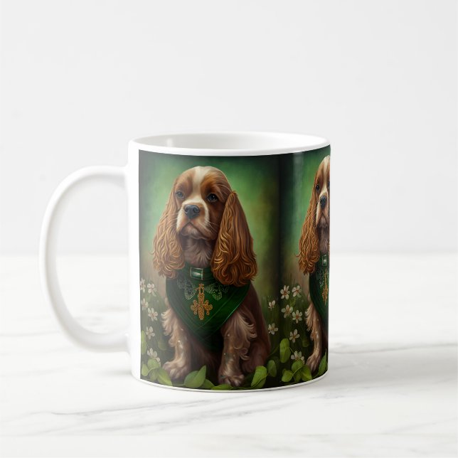 Mug Chien Cocker Spaniel en robe de la Saint-Patrick (Gauche)
