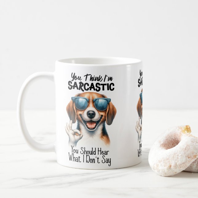 Mug Chien cool dans les lunettes de soleil - Funny OK  (Avec donut)