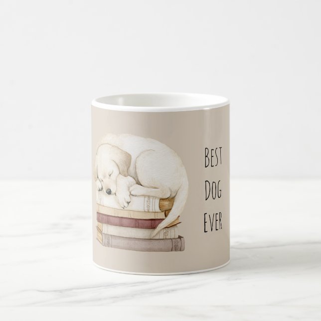 Mug Chien crème endormi sur des livres (Centre)