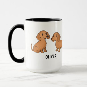 Mug Chien Dachshund rouge à main mignon personnalisé