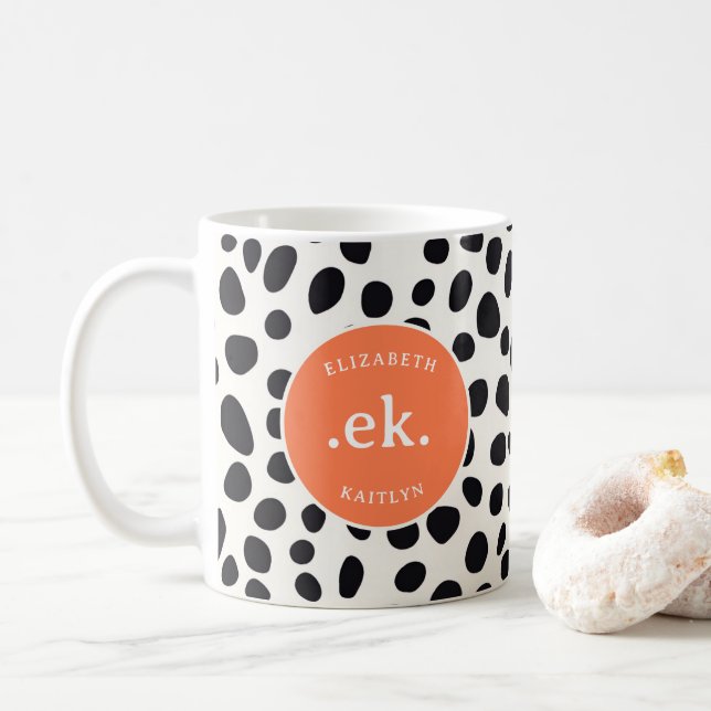 Mug Chien dalmate Abstrait Motif Coral Monogramme (Avec donut)