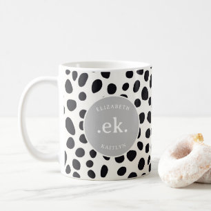Mug Chien dalmate Abstrait Motif gris Monogramme