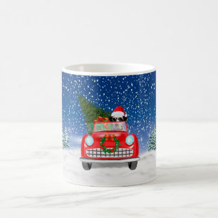 Mug Chien Dalmatien Conduisant une Voiture dans la Nei