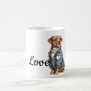 Mug Chien dans la veste Denim bleu