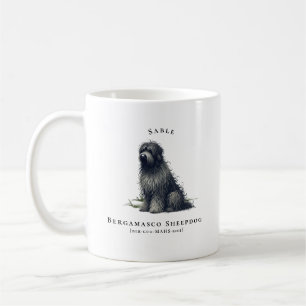 Mug Chien d'aquarelle Bergamasco Sheepdog   Monogramme