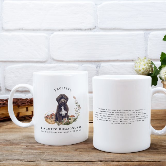 Mug Chien d'aquarelle Lagotto Romagnolo | Monogramme (Créateur téléchargé)