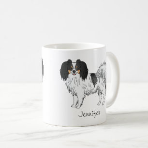 Mug Chien de bande dessinée tricolore Phalène avec nom
