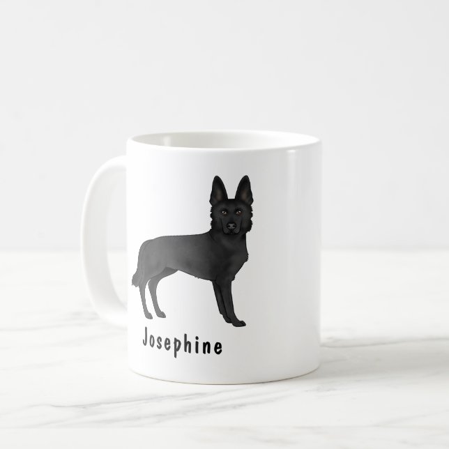 Mug Chien de berger allemand noir avec nom personnalis (Devant gauche)