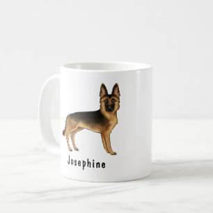 Mug Chien de berger allemand noir et feu avec nom pers