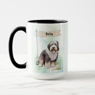 Mug Chien de berger anglais ancien Aquarelle Chien per