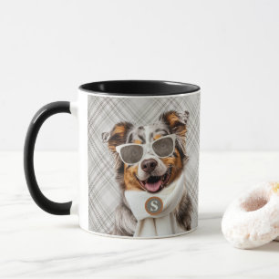 Mug Chien de berger Australien élégant et monogramme à