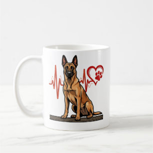 Mug Chien de berger belge Battement de coeur Patte Coe