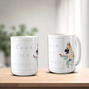 Mug Chien de berger belge Malinois à l'aquarelle