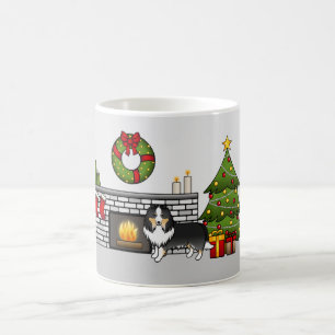 Mug Chien de berger des Shetland tricolore dans une sa