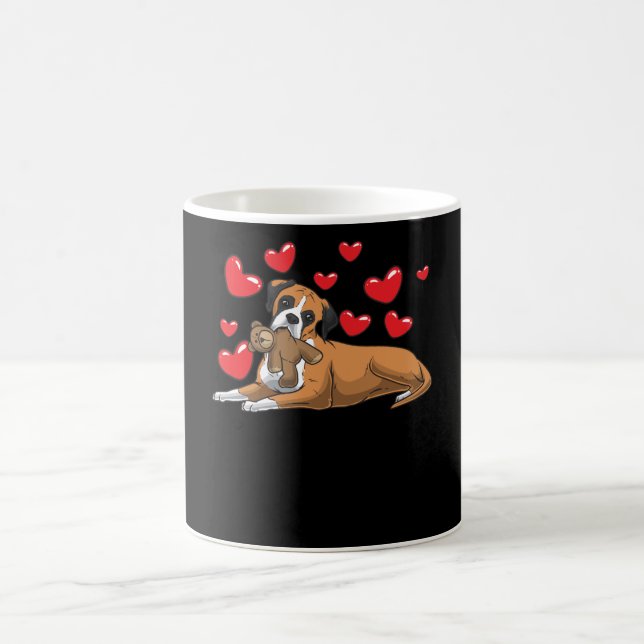 Mug Chien de boxe avec animal en peluche et coeurs (Centre)