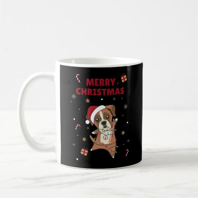 Mug Chien de boxe Noël Neige hiver Animaux Chiens Chie (Gauche)