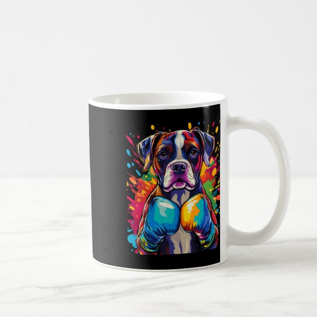 Mug Chien De Boxer Avec Gants De Boxe Couleur Splash (Droite)