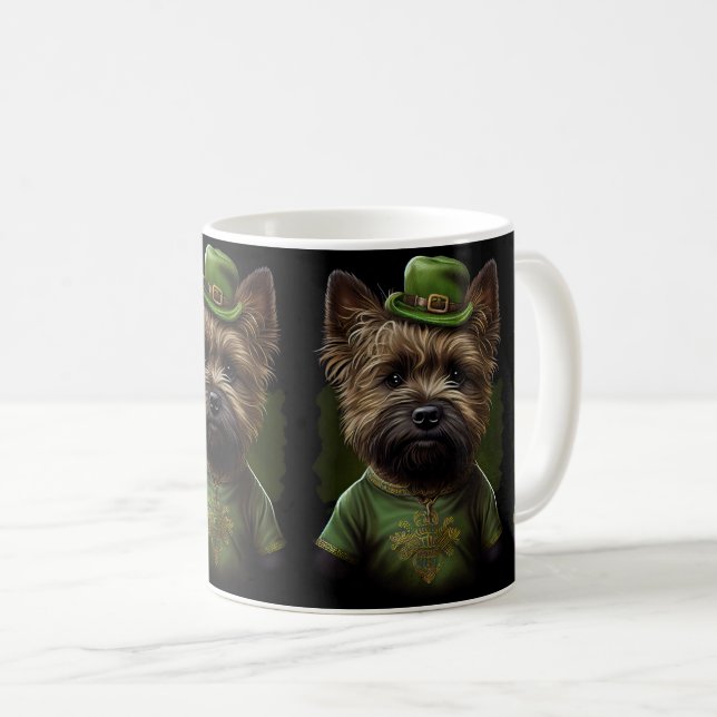 Mug Chien de Cairn Terrier en Robe de la Saint Patrick (Devant droit)