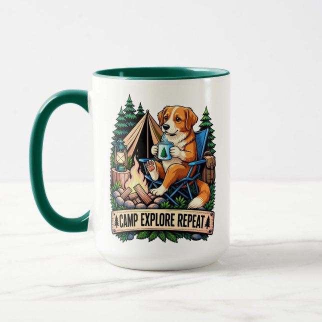 Mug Chien de camping près du feu de camp (Gauche)
