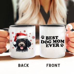 Mug Chien de caniche de Noël Personnalisé