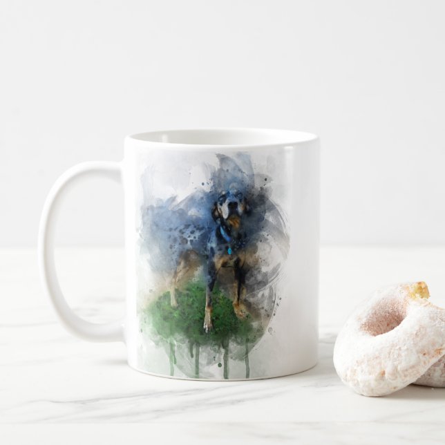 Mug Chien de Catahoula léopard bleu dans une boue d'aq (Avec donut)