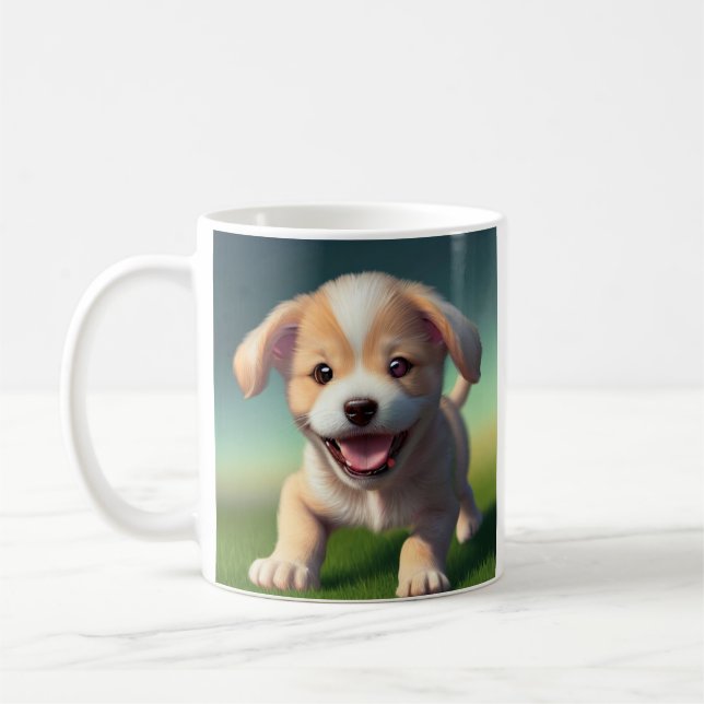 Mug Chien de chiot mignon personnalisé (Gauche)