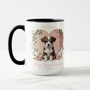 Mug Chien de Coeur Floral - Mon Chien, Mon Âme 15 oz M