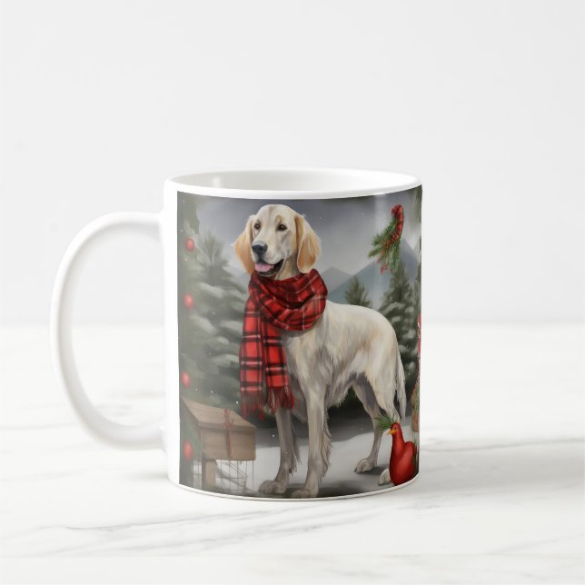 Mug Chien de coin anglais en Noël de neige (Gauche)