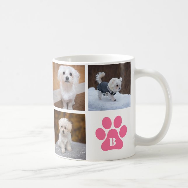 Mug Chien de collage décoré d'un monogramme de 6 (Droite)