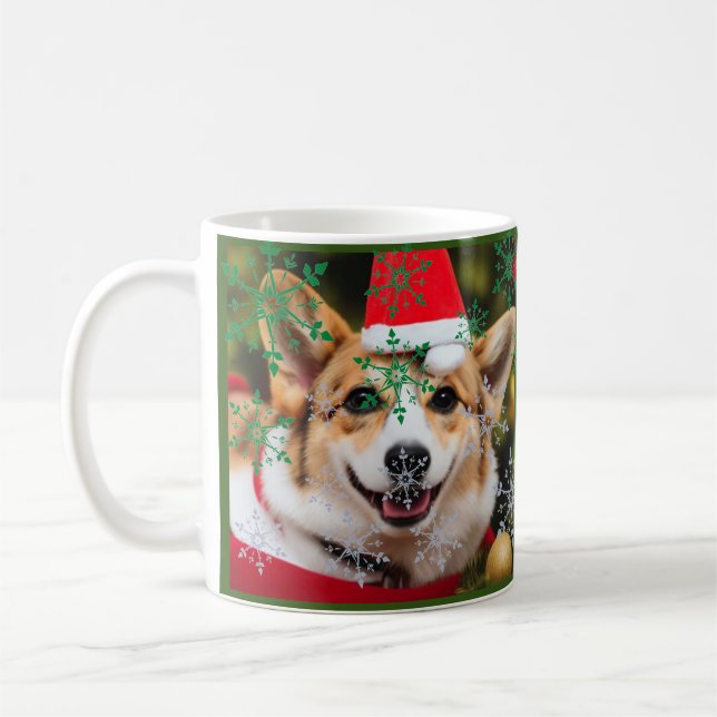 Mug Chien de Corgi souriant Noël fun (Gauche)