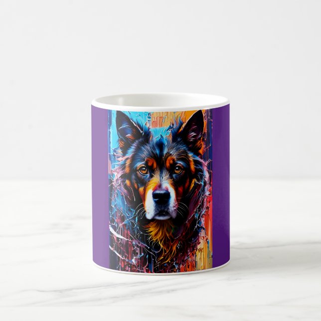 Mug Chien de couleur éclaboussure abstraite (Centre)