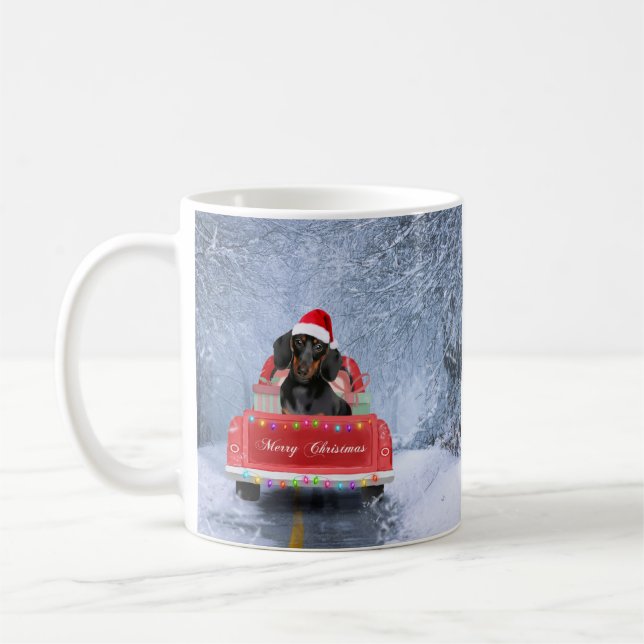 Mug Chien de Dachshund en neige assis sur un camion de (Gauche)
