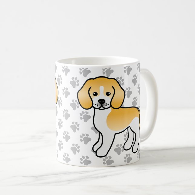 Mug Chien de dessin animé Beagle blanc et citron & pat (Devant droit)