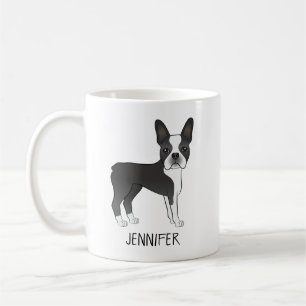 Mug Chien de dessin animé Boston Terrier noir et blanc