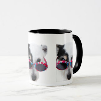 Mug Chien de dessin animé cool avec des lunettes