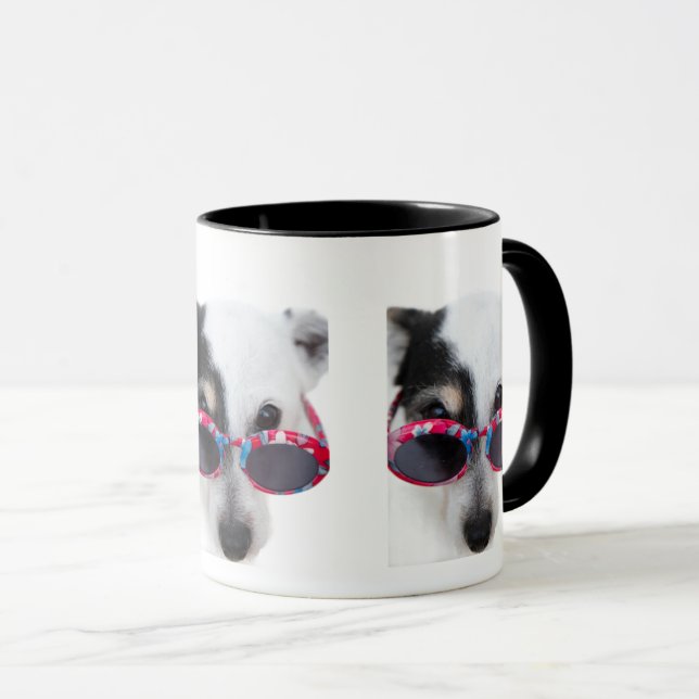 Mug Chien de dessin animé cool avec des lunettes (Devant droit)