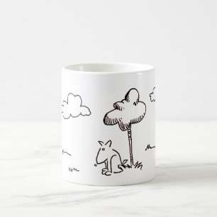 Mug Chien de dessin animé drôle sous le dessin de lign