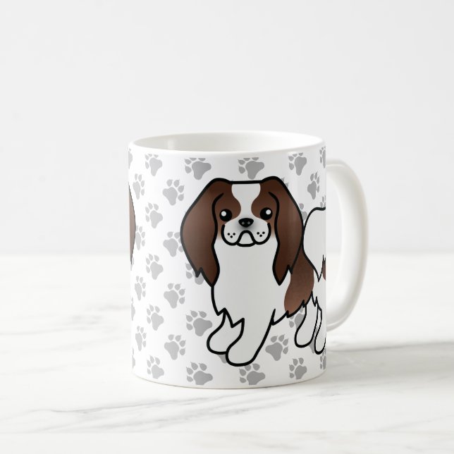 Mug Chien de dessin animé japonais Chin marron et blan (Devant droit)