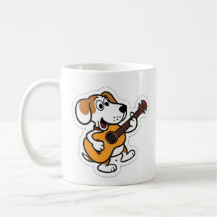 Mug chien de dessin animé jouant d'une guitare