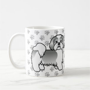 Mug Chien de dessin animé mignon Lhasa Apso argent et