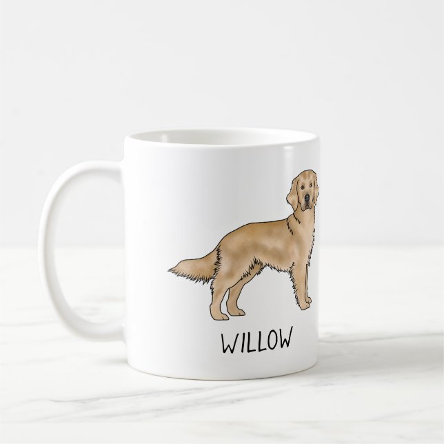 Mug Chien de dessin animé Retriever doré jaune Nom per (Gauche)