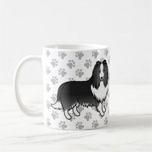 Mug Chien de dessin animé Shetland aux pattes bi-noire