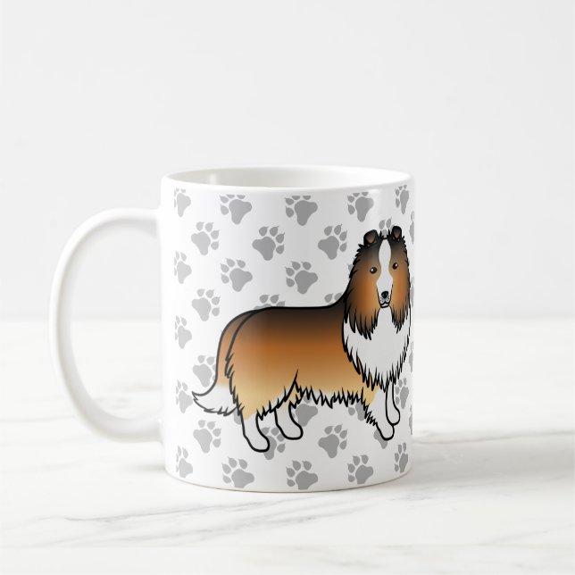 Mug Chien de dessin animé Shetland Sable Sheltie & Pat (Gauche)