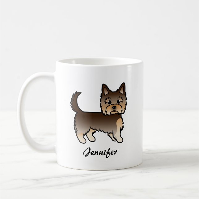 Mug Chien de dessin animé Yorkshire Terrier au chocola (Gauche)