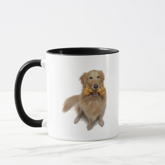 Mug Chien de golden retriever tenant l'os dans la (Gauche)