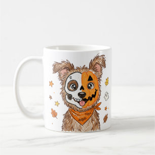Mug Chien de Halloween mignon moitié squelette moitié 