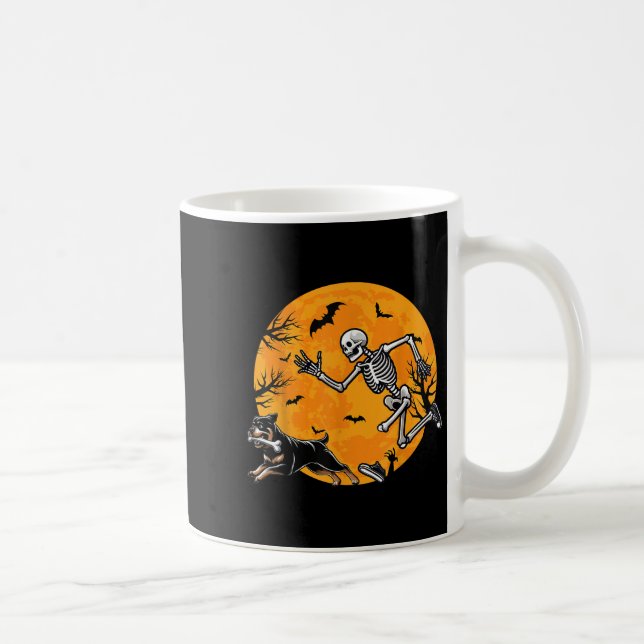 Mug Chien de Halloween Squelette Chassant Chien Rottw  (Droite)