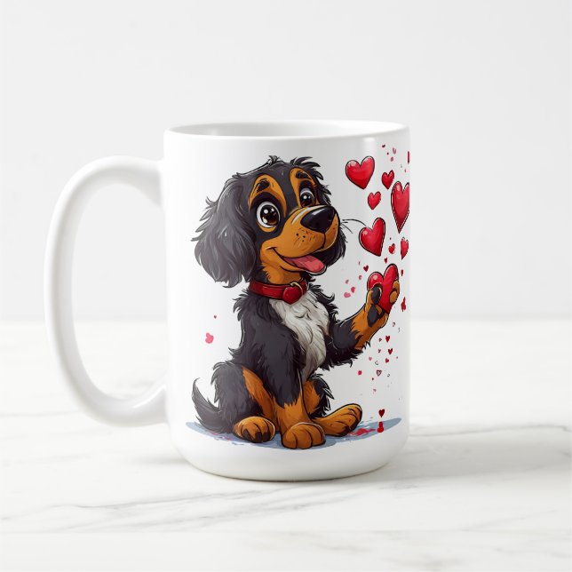 ☕ Mug Chien de la Saint-Valentin avec coeurs Cadea (Gauche)